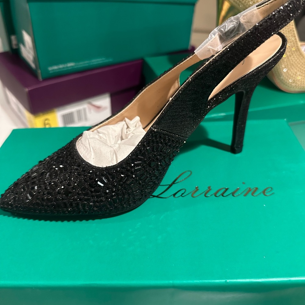 Lauren Lorraine Black Embellished Heels